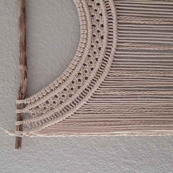 Handcrafted Macrame Wall Hanging Real Oak Natural Boho Catcher and Cord OS - Picture 3 of 4
